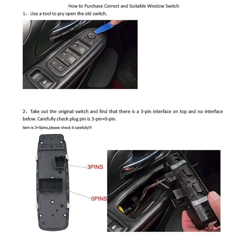 MOCW مفتاح نافذة الطاقة الرئيسي من جهة السائق 04602535AI 68110871AA 3 دبابيس + 0 دبابيس تحقق من التوافق لعام 2012 - 2017 دودج غراند كارافان، كرايسلر تاون آند كانتري - مزدوج أوتوماتيكي - Image 5